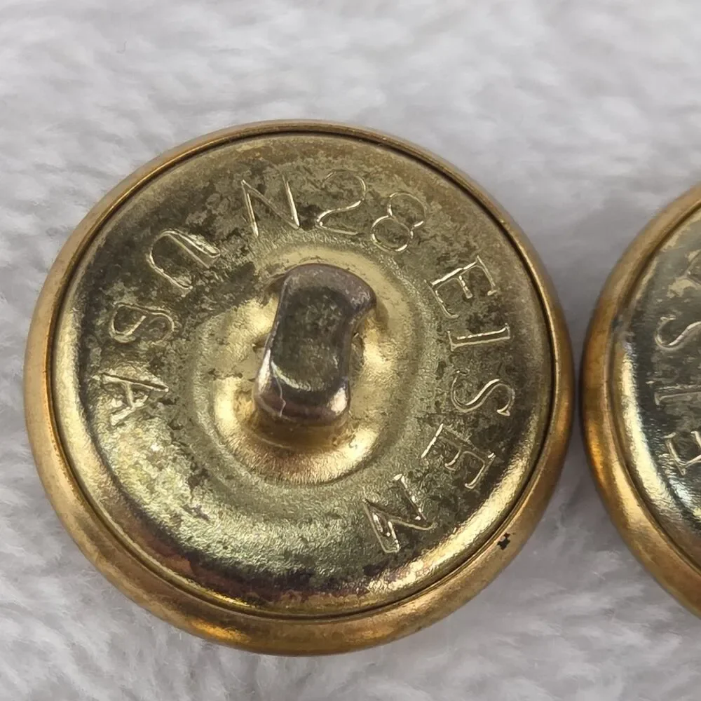 Vintage Eisen American Eagle Great Seal Brass Metal Shank Buttons Set of 4